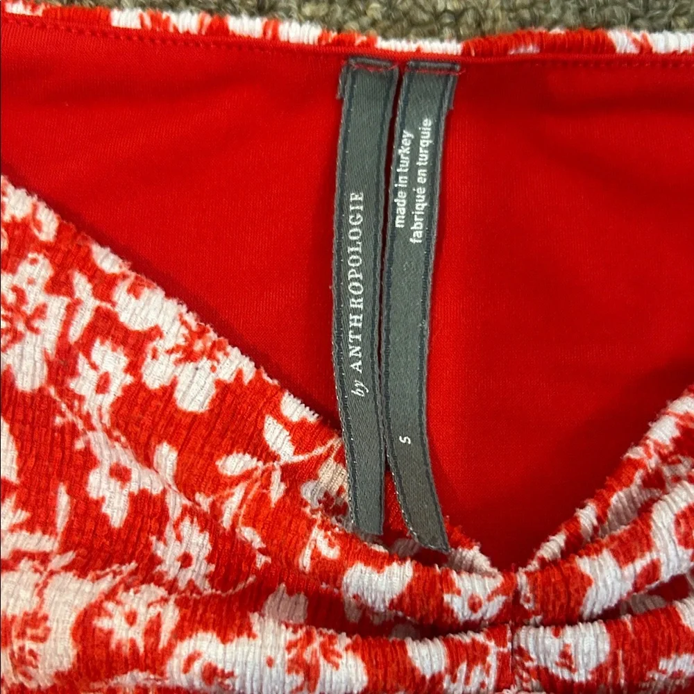Anthropologie Red and White Floral Blouse
